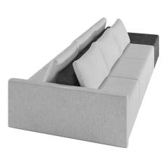 Sofá Ilha 3 Lugares Living 312cm Modulado Lary Linho Pu Pto K01 Cor Cinza
