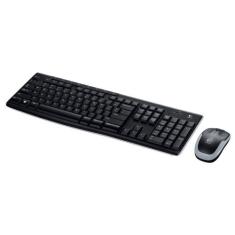 Teclado e Mouse Wireless Logitech MK270 USB Preto e Cinza sem Fio, Pre