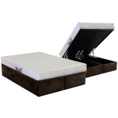 Cama Box Baú Casal: Colchão Espuma Herval D28 / AG65 Frontier + Base C