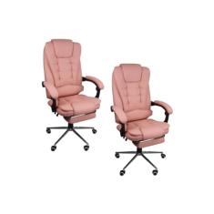 Kit 2 Cadeiras Presidente Ergonômica Apoio Para Pés -