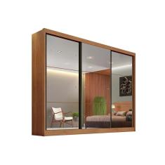 Guarda Roupa Casal Passion Atlanta 3 Portas de Correr 4 Gavetas MDF com Espelho Cumaru Novo Horizonte