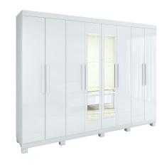 Guarda Roupa Casal Easy Slim 8 Portas 4 Gavetas MDP Branco Móveis Lopas