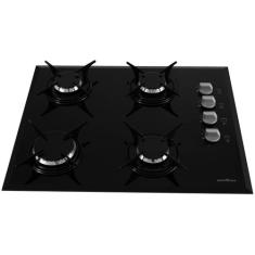 Cooktop a Gás Britânia 4 Bocas BCT4P Vidro Temperado 8mm Preto Bivolt,