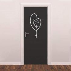 Adesivo De Parede Terço Nossa Senhora Frete tamanho 30cm x 60cm branco