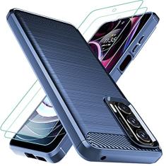 Osophter Capa para Moto Edge 2021, capa Motorola Edge 2021 com 2 peças protetoras de tela de borracha TPU flexível com absorção de choque, capa protetora para celular para Motorola Moto Edge (2021)