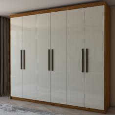 Guarda-Roupa Casal Coliseu 6 Portas 4 Gavetas Cinamomo/Off White - Panorama Móveis