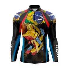 Camiseta Pesca King Brasil KFF107 Manga Longa Fator Proteção Solar 50 + Tucunaré
