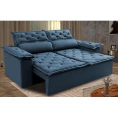 Sofá Retrátil e Reclinável Cama Inbox Compact 1,50m Tecido Suede Velusoft Azul