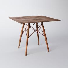 Mesa Eiffel Wood Cobre Tampo De Madeira Quadrada 90 Cm Amêndoa Asturias - Cor: Marrom