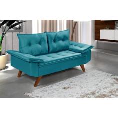 Sofa Bariloche 2 Lugares Namoradeira em Suede Amarelo Essencial Estofa