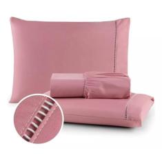 Jogo De Cama Lençol Micro Percal 200 Fios Com Elástico Solteiro, Casal