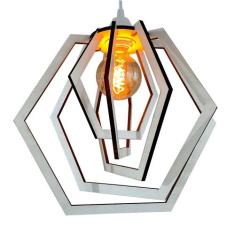 Lustre Luminária Pendente Madeira Sala Quarto Cozinha Balcão Hexágono 