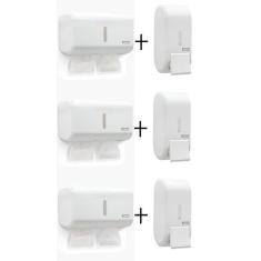 Kit 3 Saboneteira 3 Papeleira Compacta Premisse Urban Branca