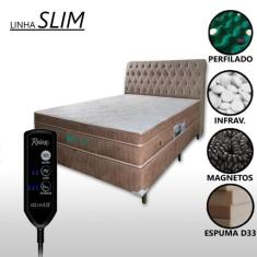Cama Box Casal Magnético D33 Com Massageador e Controle + Cabeceira Co