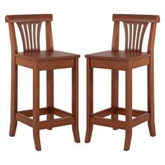 Kit 2 Banquetas Média Madeira Maciça Valentina 36x90Cm Bancada Cozinha Gourmet Verniz Imbuia - RMI