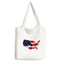Bolsa de lona com mapa da bandeira dos Estados Unidos com estrelas e listras bolsa de compras casual