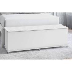 Baú de Madeira p/ Cama Casal Luca Branco Casa D