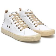 Tênis Cano Alto Casual Masculino Skate Sapatênis Cadarço Confortável Macio Moderno Em Couro-Masculino