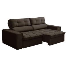 Sofá 3 Lugares Retrátil e Reclinável Nantes Veludo Tabaco 180 cm - Fer