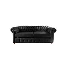 Sofá Chesterfield Capitone Luis XV Vicenzo Couro Eco Preto 2M / Decora