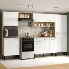Armário Cozinha Completa Arizona Plus Carraro (Carvalho com Branco)