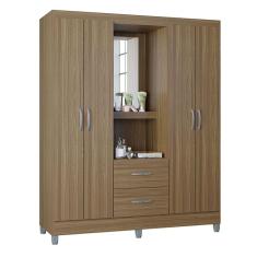 Guarda Roupa Solteiro Cordoba 4 Portas Castanho – Poquema
