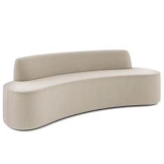 Sofá 3 Lugares Curvo Sala de Estar Living Cancún D02 Veludo Bege 180 cm C-309 - Lyam Decor