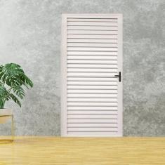 Porta Palheta De Alumínio 210 X 90cm Linha 25 Lado Esquerdo Esquadrias Bergamo Branco