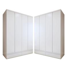 Conjunto 2 Guarda Roupa 4 Portas 3 Gavetas 100% Mdf Urbano Branco