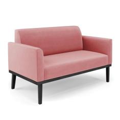 Sofá Namoradeira Base de Madeira Fixa Preto Marisa Suede D03 - DRossi 