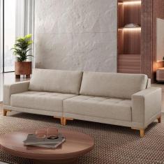 Sofá Plus Volga 4 Lugares Linho Bege 280 cm