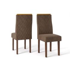 Cadeira Sala de Jantar New Maia Kit 2 Un Rústico Malbec/Suede Pena Marrom - DJ Móveis