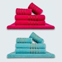 Jogo De Toalhas 10 P?s Cole??o Montreal 100% Algod?o Rosa+verde