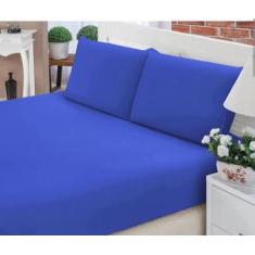 Lençol Queen 3 peças PREMIUM - lençol queen 3 peças micro, Azul, 1,98x