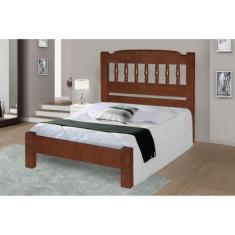 Cama Queen Size Roma de Madeira Maciça Angelim Pedra/Tauari - Cor Cast