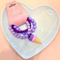 Pulseiras de Miçanga Infantil Sorvete (conjunto com três pulseiras) - 