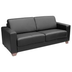 Sofá 3 Lugares Sala De Estar 205cm Estocolmo Couro Preto G03