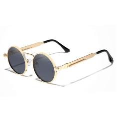 Óculos de Sol Masculino Steampunk Redondo Metal Frame Kingseven Polari