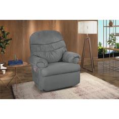 Poltrona Reclinável Barão Império Estofados Cinza