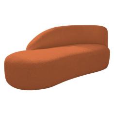 Divã Recamier Curvo Luna 185cm Lado Esquerdo Suede - Adj Decor Cor Terracota