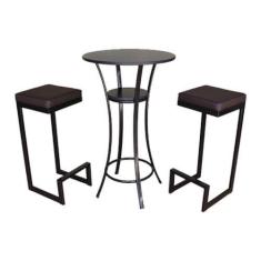 Kit Mesa E Banquetas Para Bistrô E Bares Linha Lecce Preto - DESIGN OF