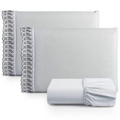 Jogo De Lençol Casal 3 Peças Basic Percal 180 Fios Lese Bordado Inglês