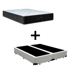 Cama Box King 193 Tecido Sintético Branco Com Colchão Marrocos - Poliéster - Espuma D33 30cm
