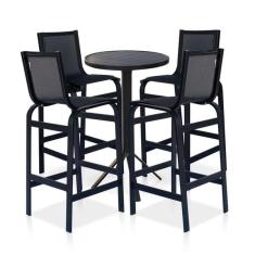 Conjunto Mesa Bistrô Com 4 Banquetas Para Área Externa - Preto