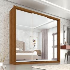 Guarda Roupa Casal 3 Portas Espelhado 4 Gavetas Panama Sallêto Móveis - Cinamomo