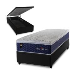 Conjunto Box Baú Lagras Azul 88x188x73 c/ Molas Ensacadas