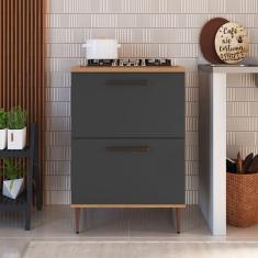 Balcão 80cm 2 Gavetas Isabelle Freijó/Grafite