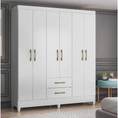 Guarda Roupa Casal 6 Portas 2 Gavetas 1,53m Branco Panamá Moval