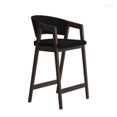 Banqueta Alta para Balcão Ravena em Madeira Maciça Capuccino Suede Preto CCS