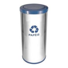 Lixeira Em Aço Inox Com Tampa Meia Esfera Plástica 50 Litros - JSN